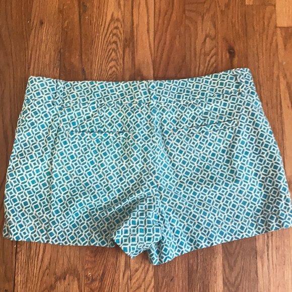 Loft Linen Blend Shorts Teal Geometric Pattern - Picture 6 of 9